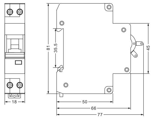 Tamaño del interruptor diferencial ETEK DPN EKM1-40N